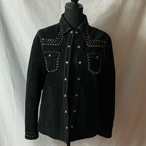 Montanaco Black Studded Suede Shirt Jacket
